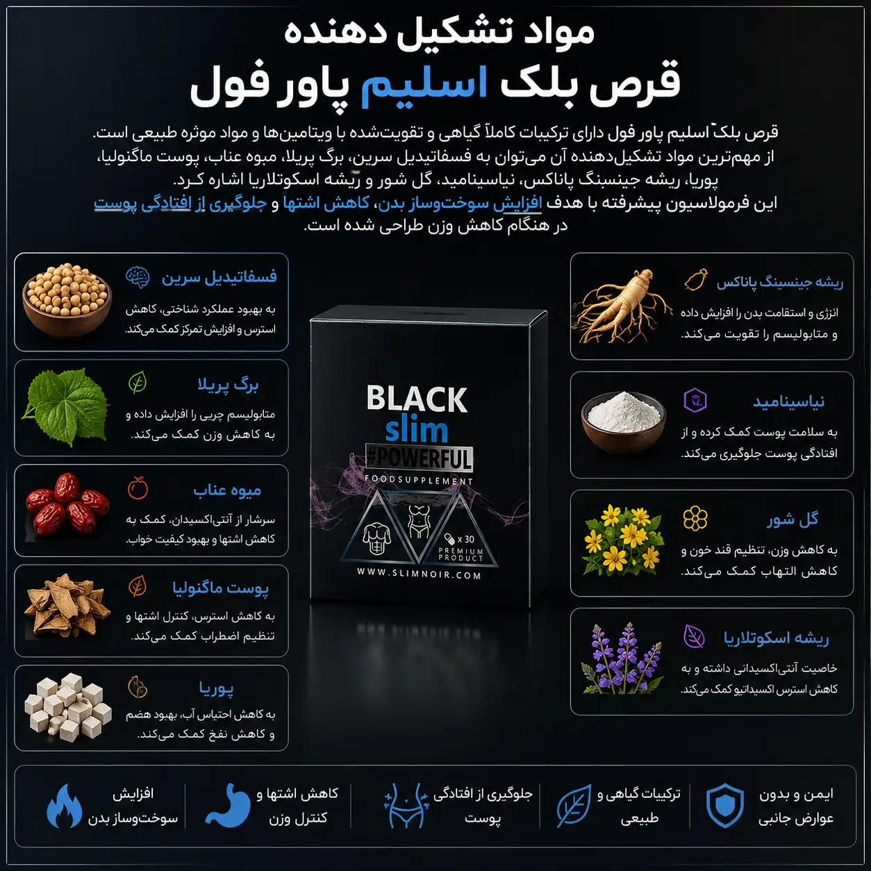 قرص لاغری بلک اسلیم پاور فول 3 قرص لاغری بلک اسلیم پاور فول