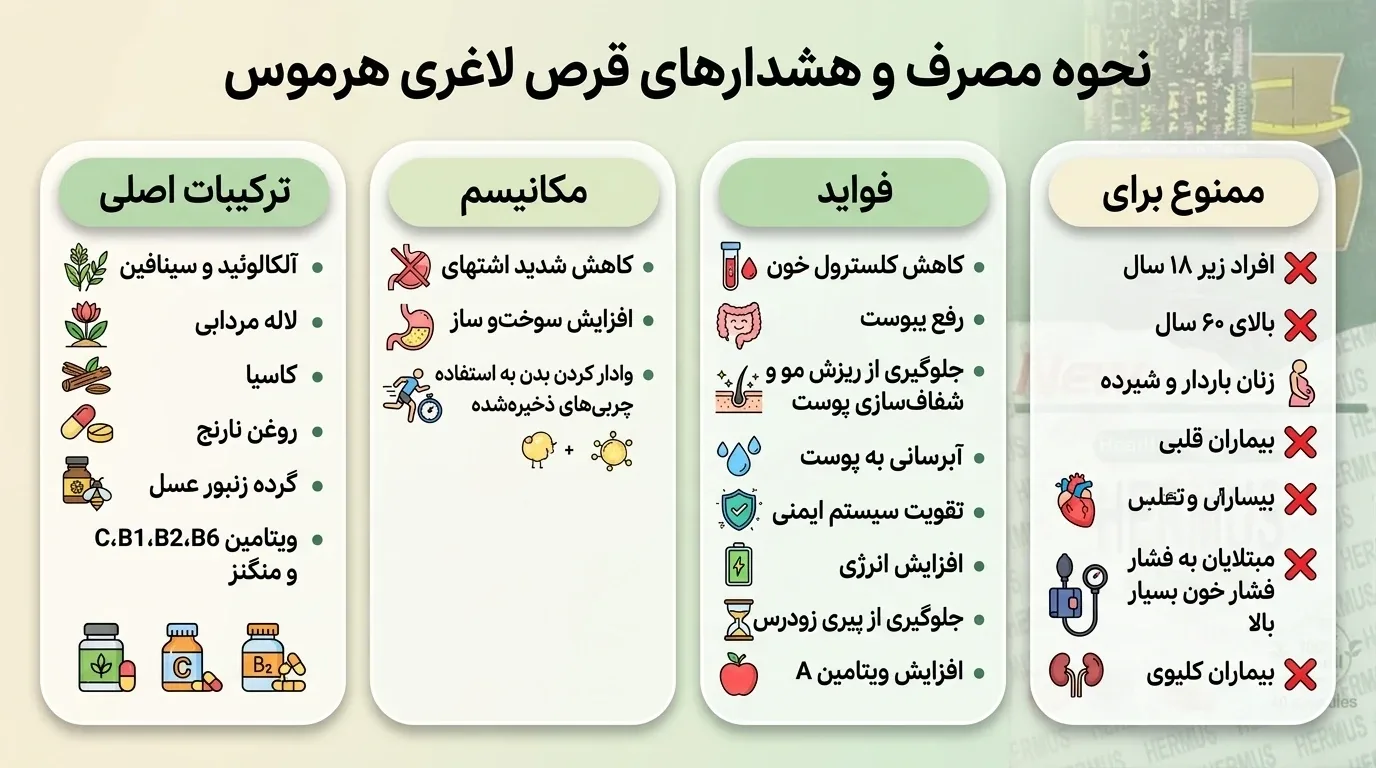 قرص لاغری هرموس 2 قرص لاغری هرموس