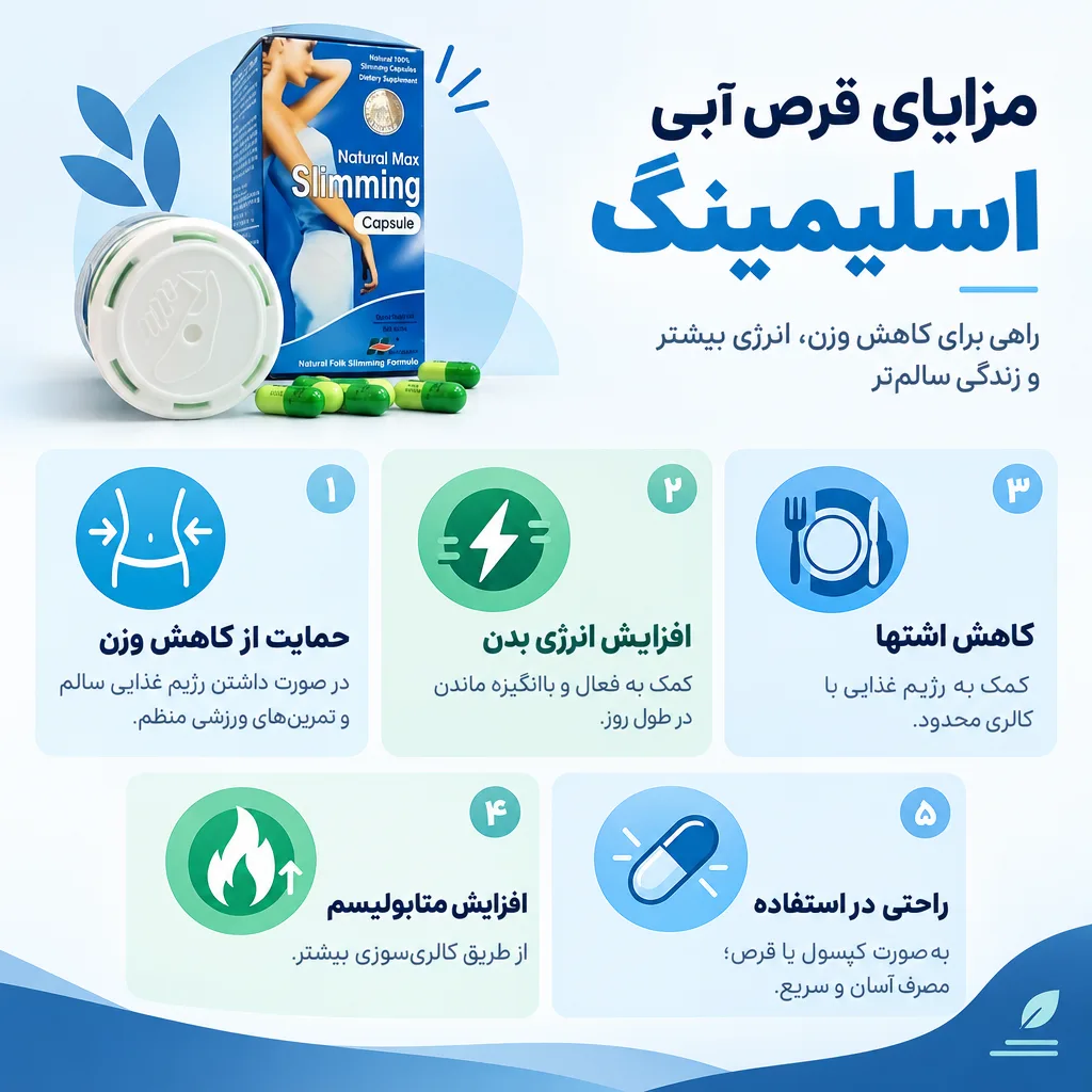قرص لاغری اسلیمینگ آبی 2 مزایای قرص آبی اسلیمینگ